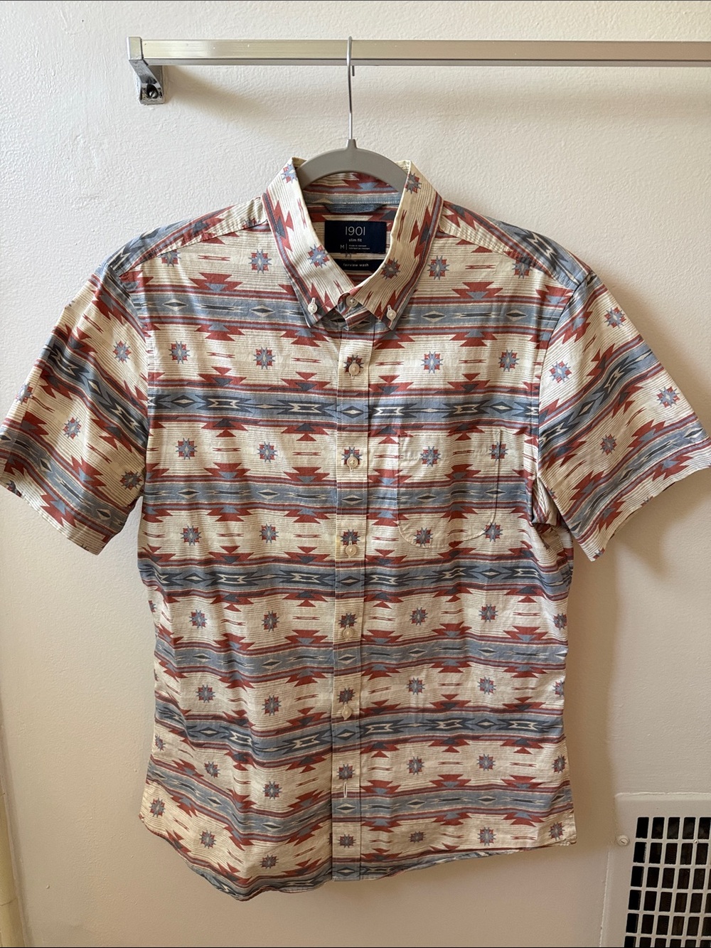 1901 Short-Sleeve Aztec Print Button-Up Shirt